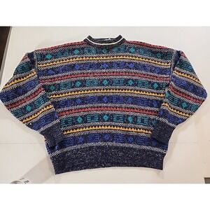 Vintage McGregor Sweater Mens XL Multicolor Striped Knit Crewneck 80s Acrylic